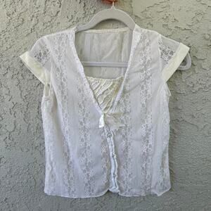 Y2k white lace coquette top